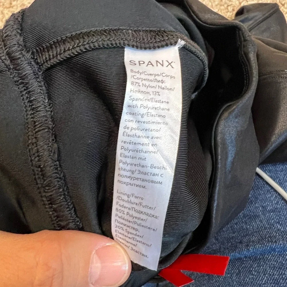 Spanx Faux Leather Leggings Black High Waisted Shapewear Large 20240R